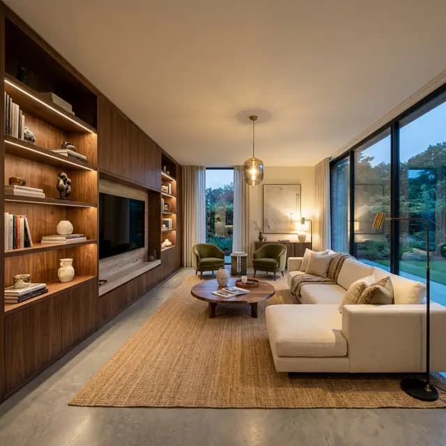 Executive Dual-Desk Study & Illuminated Bookcase in GIFT City / Gandhinagar